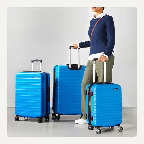 Amazon Basics 3-Piece Hardside Expandable Travel Luggage Set (21", 26", 30"), Scratch-Resistant Suitcases with Multi-directional Wheels, Carry-on and Checked Bags, Light Blue - color: Light Blue, size: 3-Piece Set