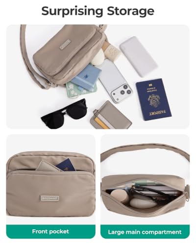 BAGSMART Mini Foldable Crossbody Bags for Women, Cute Travel Purses - color: Camel