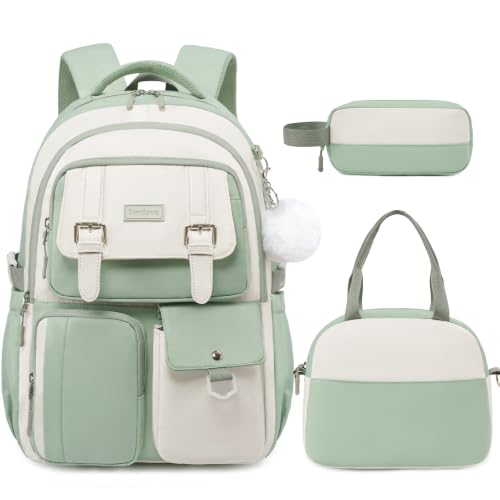Backpack for Girls, School Backpacks for Teen Girls with Lunch Box - color: Sage