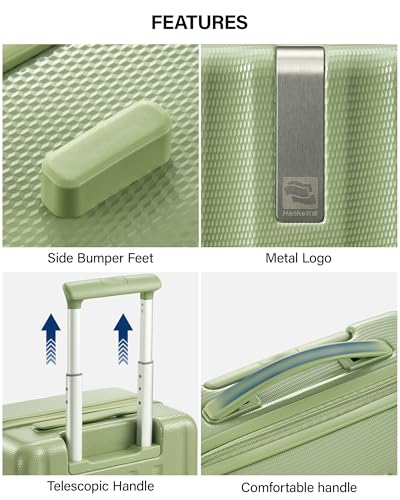 Hanke Upgraded Elite 29 Inch Extra Large Checked Luggage, PC Hard Shell Suitcases with Wheels, TSA Lock, Explosion-Proof Zipper Suitcase for Long Travel Men & Women,Bamboo Green - color: Bamboo Green, size: 29 Inch