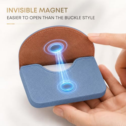 Business Card Holder，PU Leather Business Card Case Wallet Blue - color: Blue