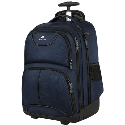 MATEIN Backpack with Wheels, Travel-friendly Rolling Laptop Backpack - color: Blue, size: 17-inch