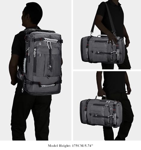 WITZMAN Travel Backpack for Men Duffle Luggage Bag with USB Charging Port - color: Silvery Grey New