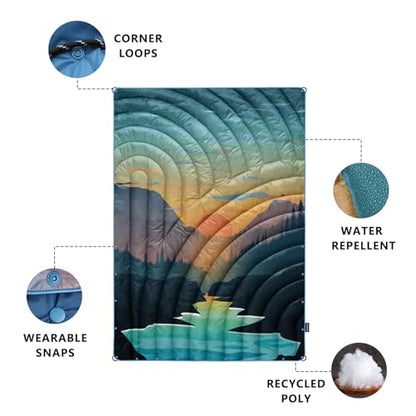 Puffy Camping Blanket,Large Camp Blanket Outdoor Camping Quilt - color: Sunset, size: 52x75"