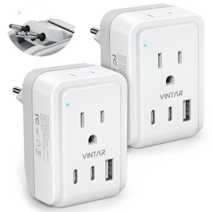 VINTAR Switzerland Travel Plug Adapter, Foldable Type J Adapter, 2 Pack - style: Type J - Switzerland