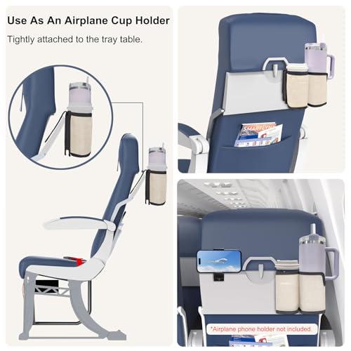 2 in 1 Luggage Cup Holder for Suitcase Airplane Drink Carrier Off-White - color: off-white