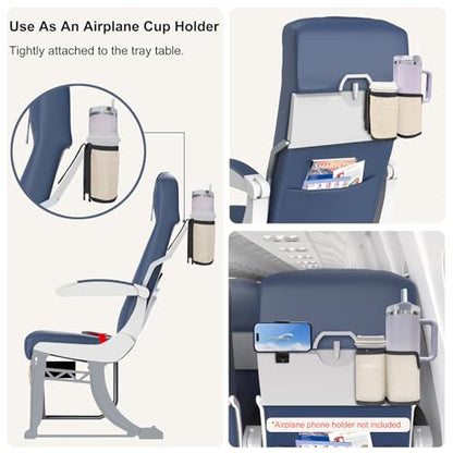 2 in 1 Luggage Cup Holder for Suitcase Airplane Drink Carrier Off-White - color: off-white