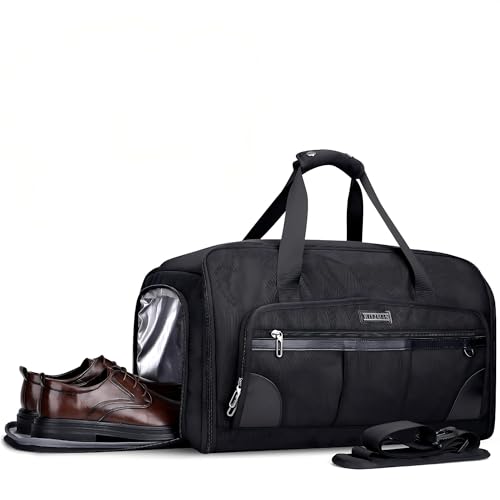 WITZMAN Garment Duffle Bags for Travel Men Suits 55L with Shoe Compartment - color: Black