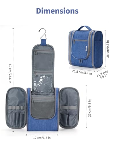 Narwey Hanging Travel Toiletry Bag for Women, Cosmetic Makeup Bag - color: AH-Navy Blue, size: Medium