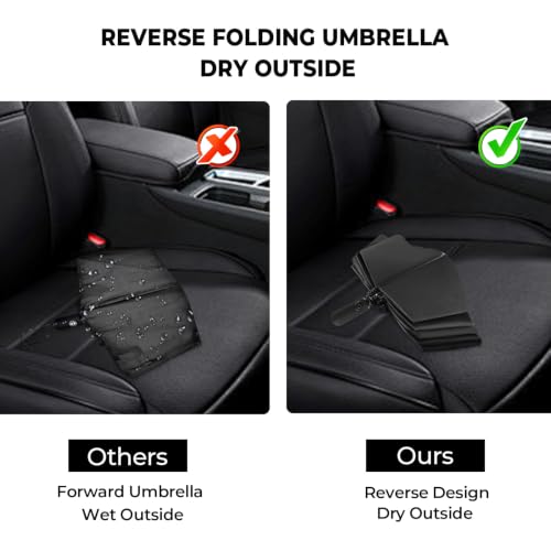 ZDSSM Inverted Umbrella for Rain, Compact Windproof Auto Open Close - color: 블랙.