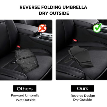 ZDSSM Inverted Umbrella for Rain, Compact Windproof Auto Open Close - color: 블랙.