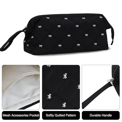 Stratalife Quilted Hair Tools Travel Bag with Polishing Cloth, Black Bow - color: Black Bow