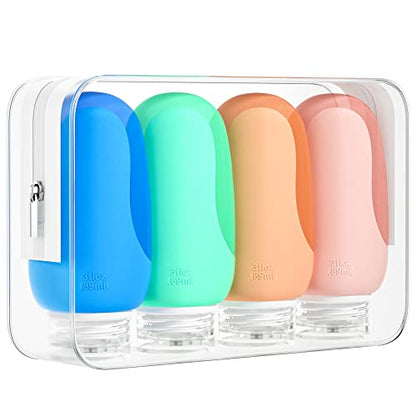 Morfone Travel Bottles 4Pack Leak Proof Silicone, Refillable for Toiletries
