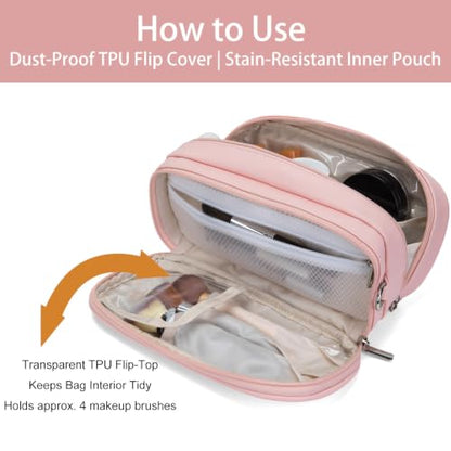 Large Makeup Bag for Women, PU Toiletry Bag with Compartment (Pink) - color: Pink