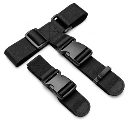 Luggage Connector Straps for Connecting Multiple Bags, Adjustable Buckle Belt, Black, 2 Pack