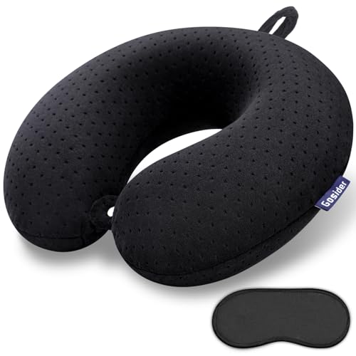 Travel Neck Pillow, Memory Foam Airplane Pillow, Black - color: Black