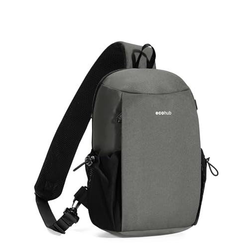 ECOHUB Anti-Theft Crossbody Bag Men Women RFID Blocking Lightweight Sling Backpack Water Resistant for Travel Hiking Outdoor - color: Grey-men