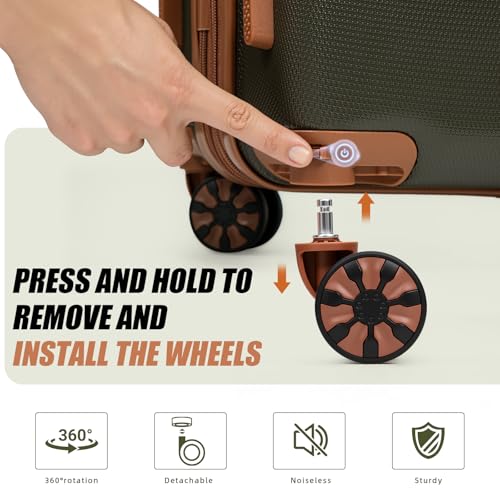 Cobens Luggage Sets 5 Piece, Expandable Suitcases, 20/24/28inch, Olive - color: Olive