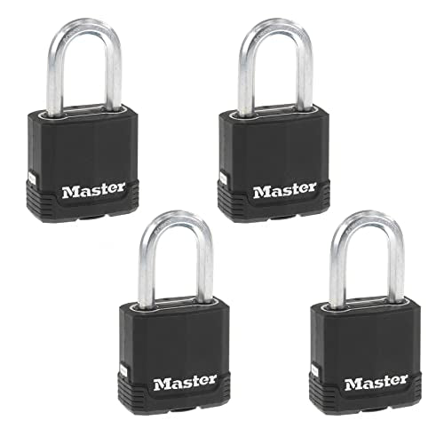Master Lock Magnum Outdoor Padlock, Heavy-Duty Keyed Lock, 4-Pack, M115XQLF - size: 4 Count (Pack of 1), style: Padlock