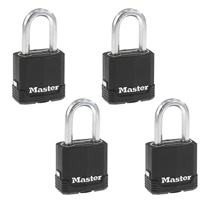 Master Lock Magnum Outdoor Padlock, Heavy-Duty Keyed Lock, 4-Pack, M115XQLF - size: 4 Count (Pack of 1), style: Padlock