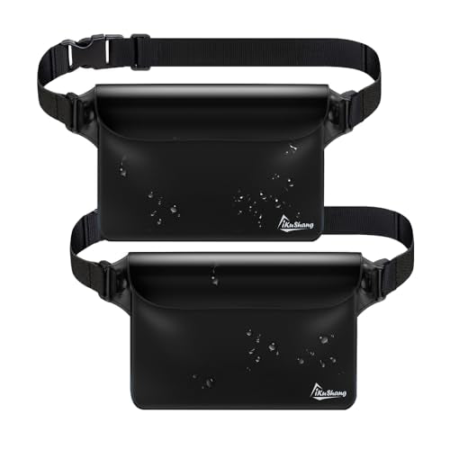 Waterproof Fanny Pack, Dry Bag Phone Pouch for Beach Swimming Kayaking - color: Black+Black