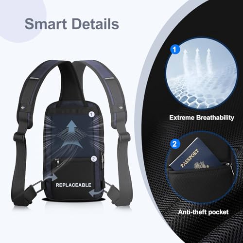 hk Sling Bag for Man, Waterproof Utility Crossbody Bag - color: Blue