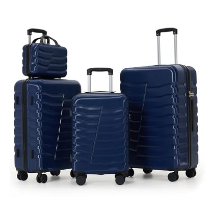 4‑Piece Hard Shell Green Suitcases Luggage Sets with Spinner Wheels - color: Dark Blue
