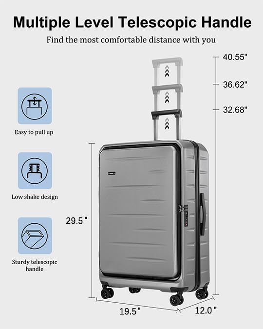 CENSIEN Expandable Checked Luggage, 28 Inch Top Opening Trunk Suitcases - color: Gray, size: 28 Inch EXT