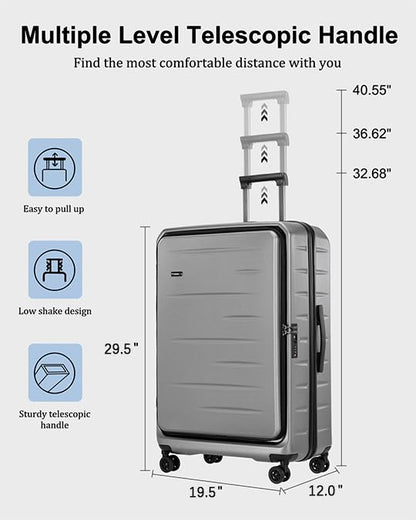 CENSIEN Expandable Checked Luggage, 28 Inch Top Opening Trunk Suitcases - color: Gray, size: 28 Inch EXT