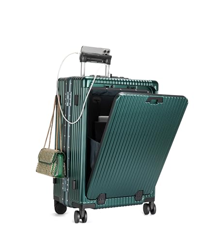 feilario PC Hardside Carry On Luggage, Aluminum Frame, TSA Lock, Cup Holder - color: A5-Forest Green (zipperless closure), size: 20.8"