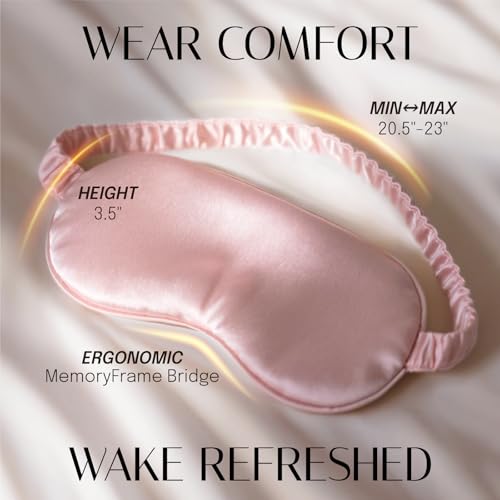 OLESILK 100% Mulberry Silk Sleep Mask for Women - Zero-Pressure Blackout - color: Pink