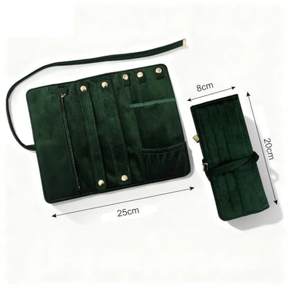 Small Travel Jewelry Case Organizer,Multifunctional Jewelrys Storage Pouch for Travel Essentials, Earrings, Rings, Necklaces (Dark Green) - color: Dark Green