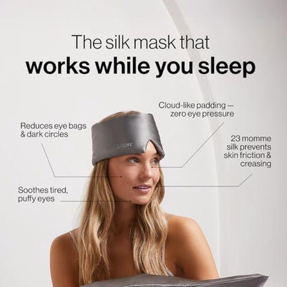 Dore & Rose Deep Sleep Mask, 100% Pure Silk Eye Mask for Sleeping - color: Charcoal