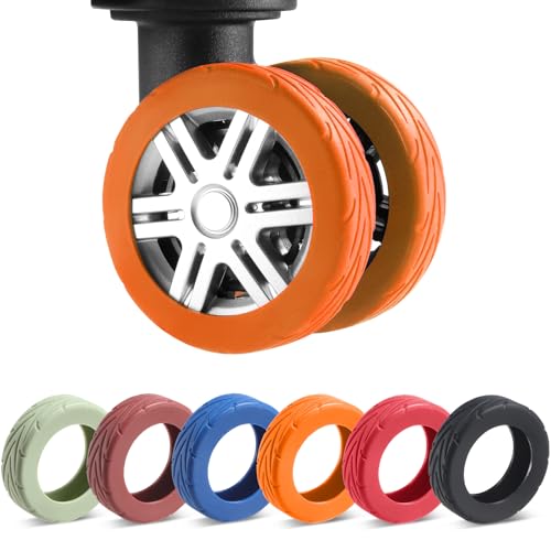 8Pcs Upgrade Luggage Wheel Covers, Travel Accessories (Orange) - color: Orange