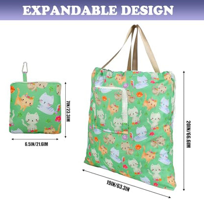 Foldable Travel Laundry Bag with Handle and Drawstring, 2 Pack Expandable Dirty Clothes Bags with Aluminum Carabiner and Zipper, Lightweight Laundry Hamper Liner for Travel, Camp, 20*19 inch - color: Dog & Cat