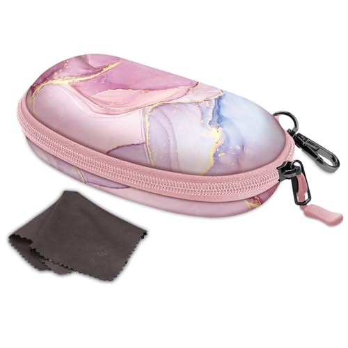 FINTIE Sunglasses Case with Carabiner, Hard Shell Shockproof Sport Glasses - color: Glittering Marble