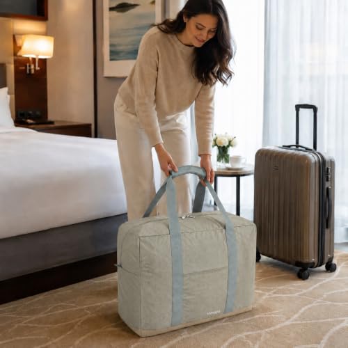 Foldable Travel Duffle Bag with Trolley Sleeve 40L Travel Bag - color: Grey