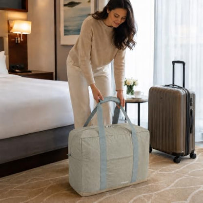 Foldable Travel Duffle Bag with Trolley Sleeve 40L Travel Bag - color: Grey