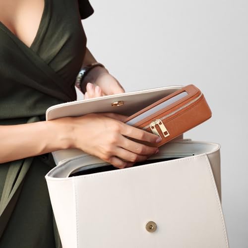 Pinkmik Travel Clear Makeup Bag, (Brown, M+SLIM) - color: B1/Brown, size: M+SLIM