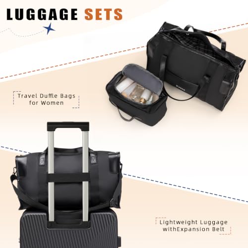 5 Piece Hardshell Luggage Set Spinner Wheels 20/24/28" Black - color: Black, size: 5 piece