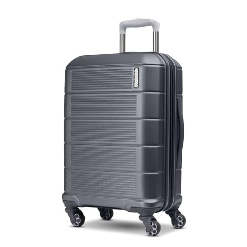 American Tourister Stratum 2.0 Carry-On Luggage, Expandable Hardshell Suitcase with Spinner Wheels, Ergonomic Handle Grip, Durable ABS Shell, Large Zipper Pulls, Max Capacity Interior - Charcoal - color: Charcoal, size: 20-Inch Carry-On