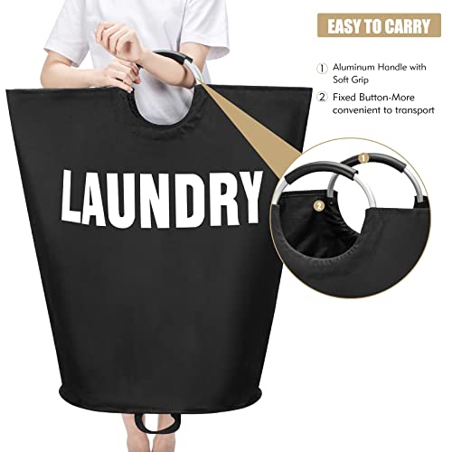 Maxsilan 160L XX-Large Laundry Basket Bag, Collapsible Tall Hamper, Black - color: Black, size: 160L