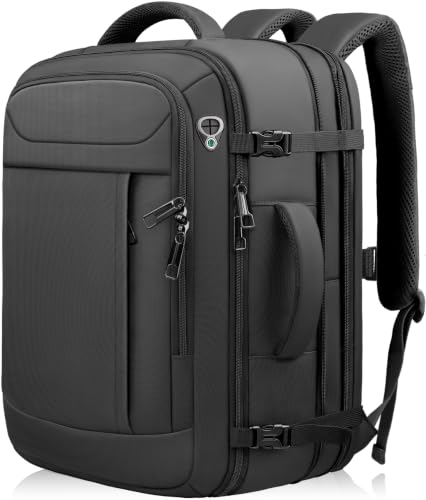55L Travel Backpack, Carry On Backpack Fits 18.4-19" Laptop, Black - color: Black, size: 18.4 inch (22"x14"x10")