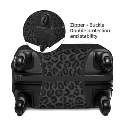 Leopard Print Black Luggage Suitcase Covers (Not Included Suitcase) Elastic Travel Luggage Cover With Zipper Anti-Scratch Travel Suitcase Protective Cover For Kid And Adult L (Fit 25-28 Inch Luggage) - color: Leopard Print Black, size: L (Fit 25-28 Inch L