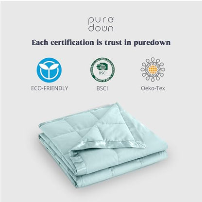 puredown® Blankets Queen Size - Soft Lightweight Down Blanket for Bed, Cozy Warm Luxury Bed Blanket with Satin Trim, Blue (90"X90") - color: 04 Blue, size: Full/Queen