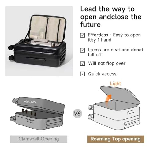 ROAMING 24-Inch Checked Luggage Expandable Hard Shell Top Opening Luggage - color: Black, size: 24-Inch Checked Luggage