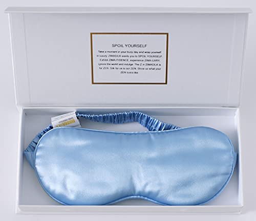 ZIMASILK Adjustable 100% 22 Momme Mulberry Silk Sleep Mask - color: Sky Blue