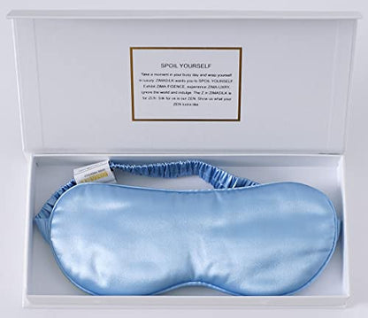 ZIMASILK Adjustable 100% 22 Momme Mulberry Silk Sleep Mask - color: Sky Blue