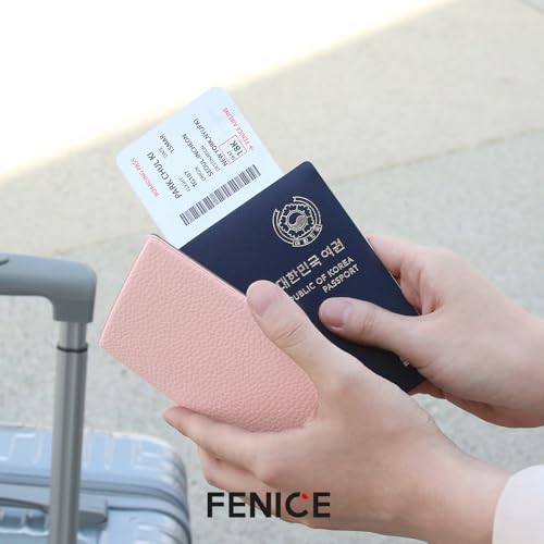 Fenice Classic Passport Cover Holder Wallet Case for Travel Essential RFID Blocking Vegan Leather Waterproof (YELLOW) - color: YELLOW