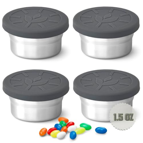 TAVVA 4 X 1.5oz Mini Food Storage Containers with Lids, Leakproof Lids - size: 1.5oz [Gray]